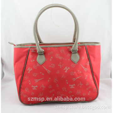 fashion polyester whole sale print simple girl handbag,young lady tote bag